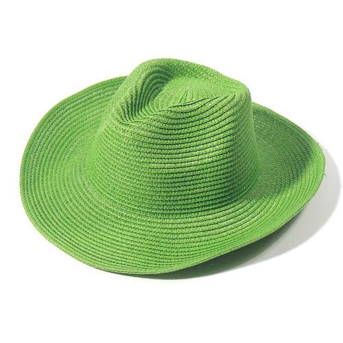 Chapeau De Cowboy En Feutre Monochrome Pour Hommes Et Femmes,Chapeaux De Paille,Grand Bord,Extérieur,Plage,1958,Vert Enge