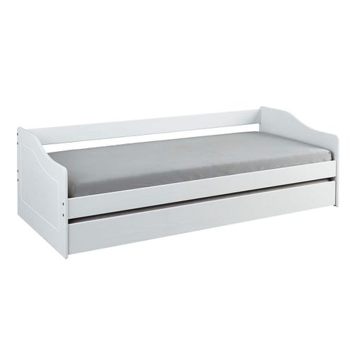 Lit Gigogne 90x200cm En Pin Massif Coloris Blanc