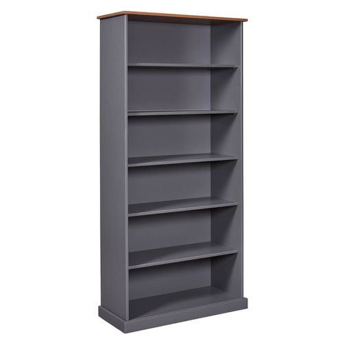 Bibliothèque 6 Niches Bois Massif Laqué Gris