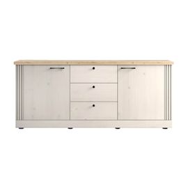 Buffet 2 Portes 3 Tiroirs Aspect Chêne Blanchi Et Chêne Clair