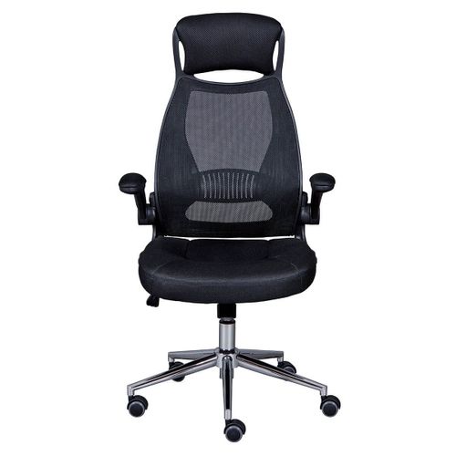 Fauteuil De Bureau Tissu Mesh Noir Et Appui-Tête Pieds Chromés