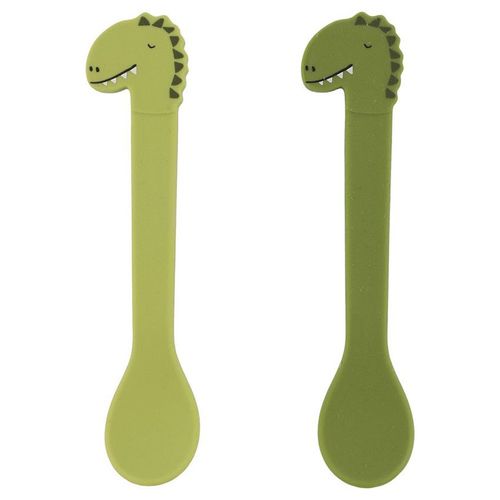 Set De 2 Cuillères Silicone Mr Dino - Vert