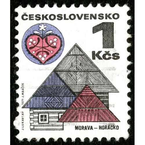 Timbre Oblitéré Ceskoslovensko, Morava-Horacko, 1 Kcs, 1971