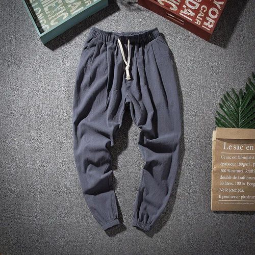 Pantalon De Jogging En Coton Et Lin Pour Hommes",Streetwear D¿¿Contract¿¿,Sarouel,Couleur Unie,Cargo,Surdimensionn¿¿,V¿¿Tements Pour Hommes,"2022