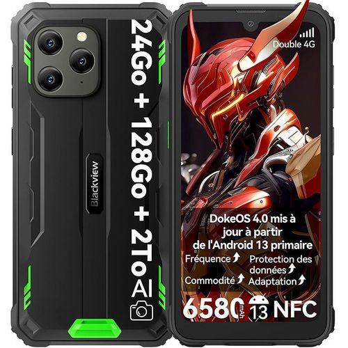 Smartphone Incassable Blackview BV5300 Plus(NFC) 6,1" 24Go+128Go/2To Android 13 6580mAh 13MP IP68 Étanché Double SIM - Vert