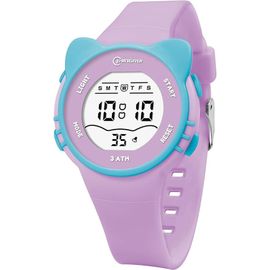 Montre Digitale Enfant Pour 3-12 Ans - Aqsacokiya - Montre Enfant Avec Motif Chat 3atm Étanche Avec Alarme Chronomètre Lumière