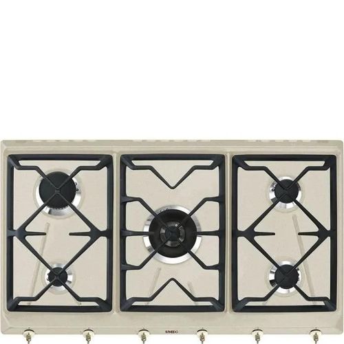 Smeg SRV896AVOGH2, Intégré, Cuisinière à gaz, Avoine, Fonte, 1100 W, Rond