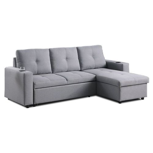 Canapé Convertible Réversible 3 Places Gris - Liza