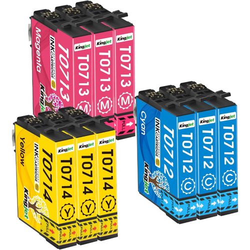 TRAHOO-T0715 pour Epson T0715 T0711 T0712 T0713 T0714 Cartouches d'encre pour Epson Stylus SX218 SX215 SX210 SX400 SX415 SX115 SX105 S20 D78 D92 DX7450 DX8450 Office BX300F (9 Pack)