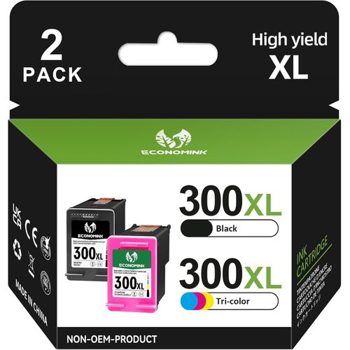 TRAHOO-300XL Cartouche d'encre Remanufactur¿¿es pour HP 300 XL Noir et Couleur pour PhotoSmart C4680 C4780 DeskJet F4580 F2480 F2400 F2420 F4500 D5560 Envy 100 120 Imprimante (2-Pack)