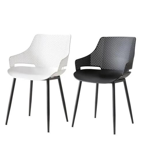 Dowisdoly Lot De 2 Chaises De Salle À Manger - Chaises De Style Scandinave - Chaises De Couleurs Mixtes - 54x49x82cm(Blanc-Noir)