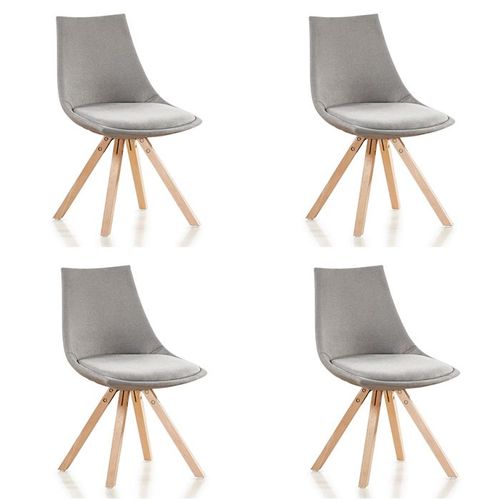 Lot De 4 Chaises Scandinaves Grises En Tissu - Minsk
