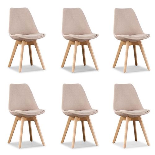 Lot De 6 Chaises Scandinaves Beige - Bjorn