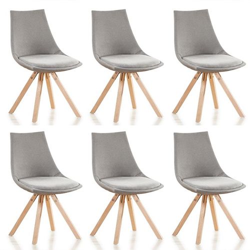 Lot De 6 Chaises Scandinaves Grises En Tissu - Minsk