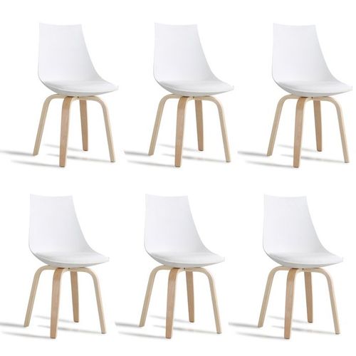 Lot De 6 Chaises Scandinaves Blanches - Nicosie