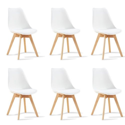 Lot De 6 Chaises Scandinaves Blanches - Bjorn