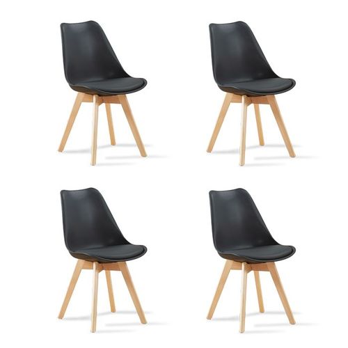 Lot De 4 Chaises Scandinaves Noires - Bjorn