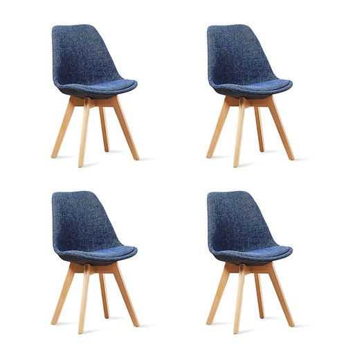 Lot De 4 Chaises Scandinaves Bleues Patchwork - Bjorn