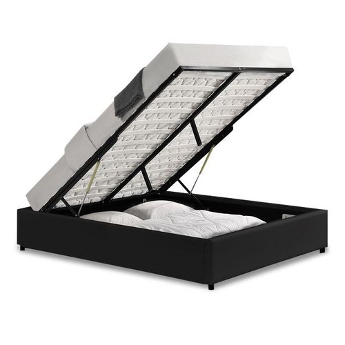Lit Avec Coffre De Rangement Noir Avec Sommier 140x190 Cm - Eveil
