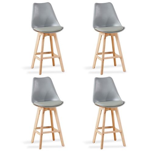 Lot De 4 Tabourets De Bar Grises - Gotteborg