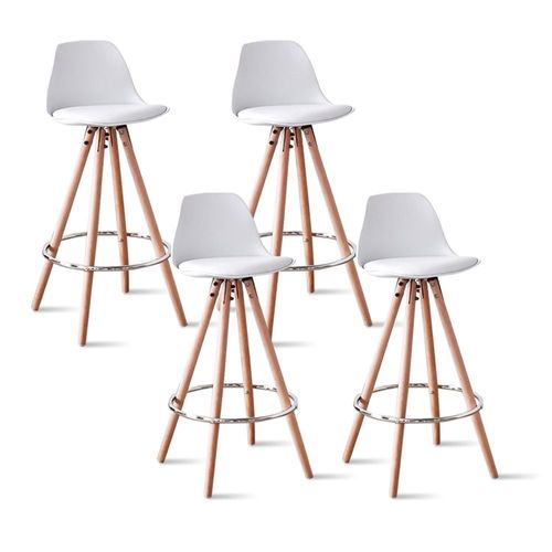 Lot De 4 Tabourets De Bar Blancs - Soren