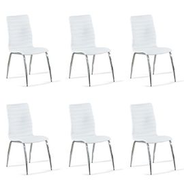 Lot De 6 Chaises Salle À Manger Blanches - Londres