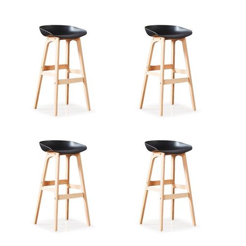 Lot De 4 Chaises Hautes Noire - Bera