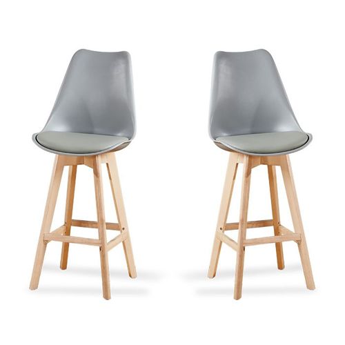 Lot De 2 Tabourets De Bar Grises - Gotteborg