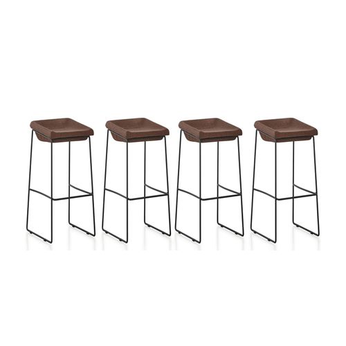 Lot De 4 Chaises Hautes Marrons - Udinese