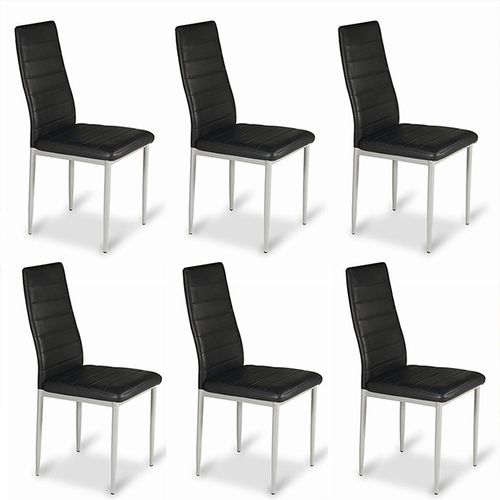Lot De 6 Chaises Salle À Manger Noires En Simili (Pu) - Lena
