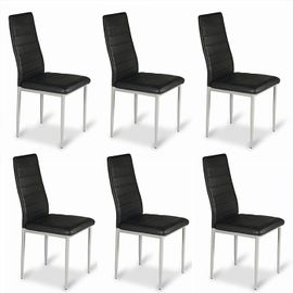 Lot De 6 Chaises Salle À Manger Noires En Simili (Pu) - Lena