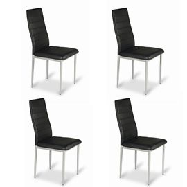 Lot De 4 Chaises Salle À Manger Noires En Simili (Pu) - Lena