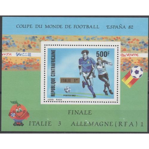 Centrafrique Timbre Coupe Du Monde De Football 1982 Surchargé