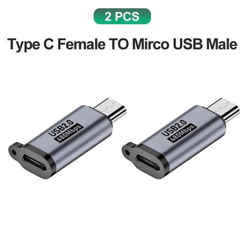 Adaptateur USB Type C vers Micro USB mâle vers USB C 600 Abrters,Xiaomi,Samsung,chargeur,câble de données- 2x C to MicroUSB