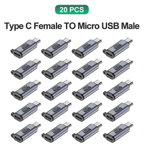 Adaptateur USB Type C vers Micro USB mâle vers USB C 600 Abrters,Xiaomi,Samsung,chargeur,câble de données- 20x C to MicroUSB