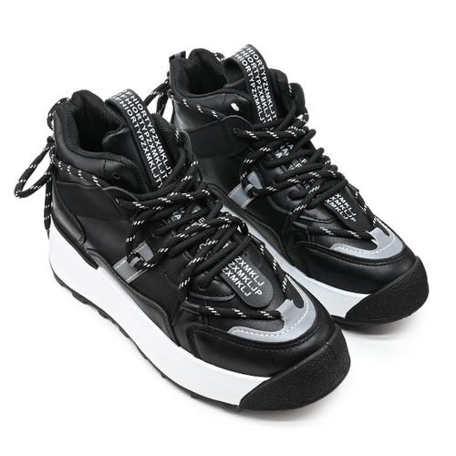 Baskets Femme Talons Hauts En Cuircologique Ps086 Noireu
