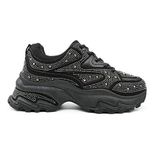 Baskets Femme En Cuir Suédé Ps044 Noireu