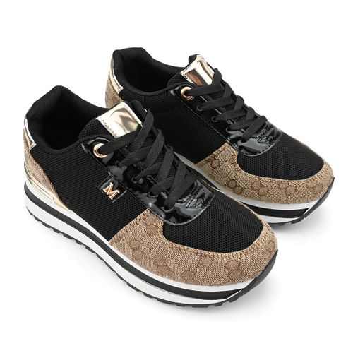 Baskets Femme Avec Inserts En Mesh Ps049 Noireu