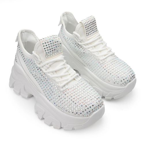Chaussures Baskets Ps050 Ornées De Pierres Blanceu
