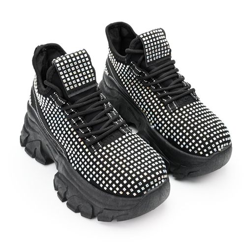 Baskets Femme Ps050 Ornées De Pierres Noireu