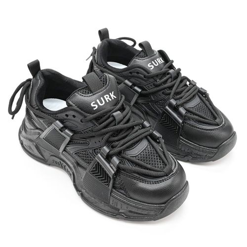 Baskets Femme Avec Inserts En Mesh Ps095 Noireu