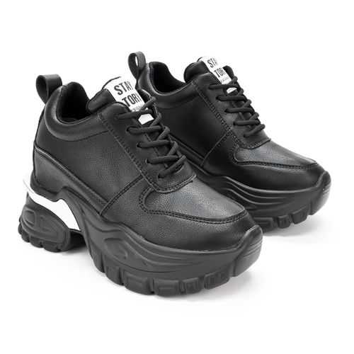 Baskets Femme Plateforme Ps098 Noireu