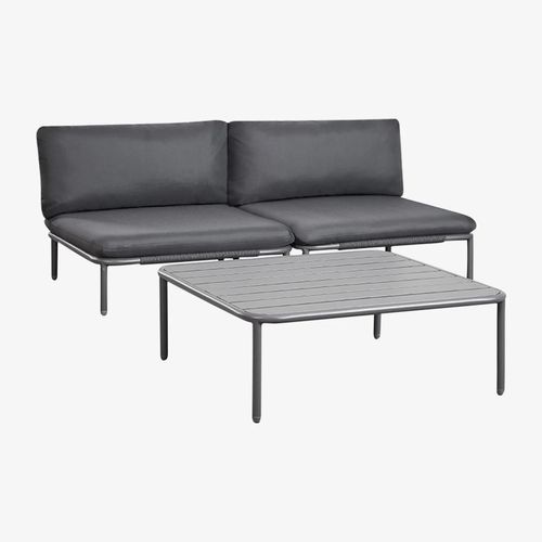 Canapé De Jardin Modulable 2 Pièces Et Table Basse Roubly Gris Graphite