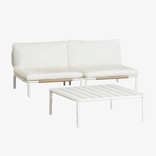 Canapé De Jardin Modulable 2 Pièces Et Table Basse Roubly Beige Amande