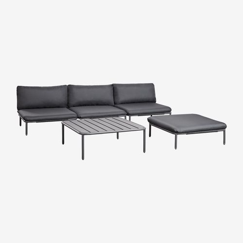 Canapé De Jardin Modulable 3 Pièces, Pouf Et Table Basse Roubly Gris Graphite