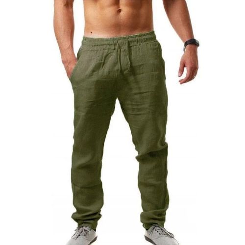 Pantalon En Coton Et Lin Pour Homme",V¿¿Tement Respirant,Solide,Taille Artificiel Astique,Fjfitness,Streetwear,"¿¿T¿¿ Automne 2022