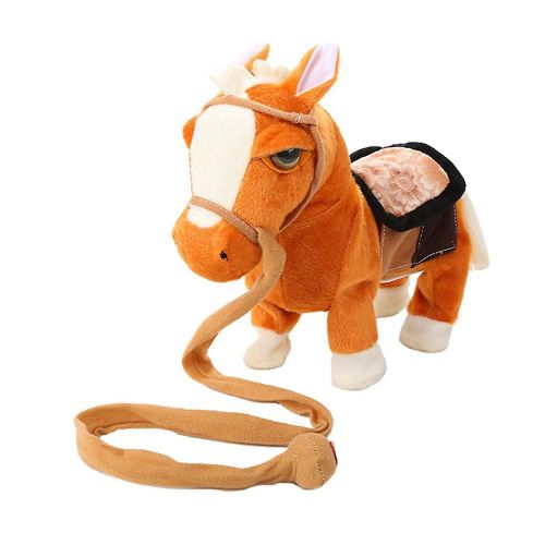 Marche Électrique Cheval Peluche Jouets Alimenté Par Batterie Animal En Peluche Enfants Jouet Cadeau De Noël Nouveau