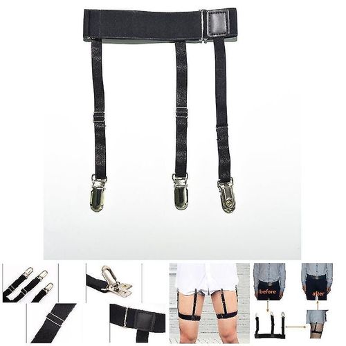 2 Pcs Chemise Homme Reste Ceinture Avec Clips De Verrouillage Antidérapants Garder Chemise Rentré Jambe Cuisse Bretelles Jarretières Bracelet