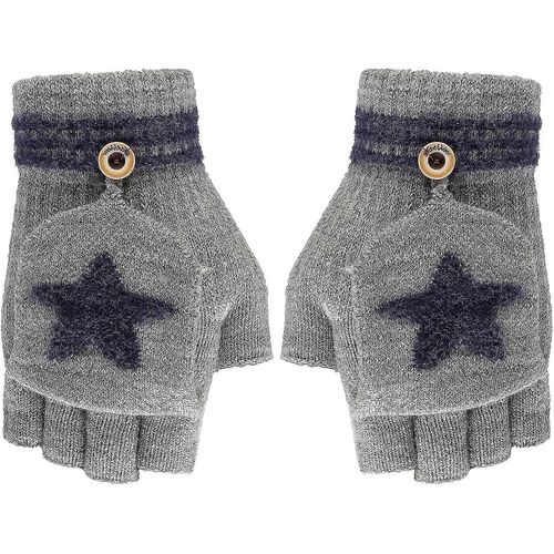 Gants Thermiques Sans Doigts Pour 5-15 Tricotés Demi-Doigts Gants Mitaines Enfants Convertible Épais Doublé