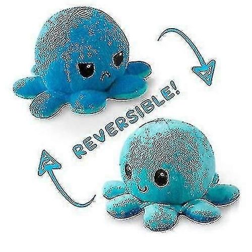 La Peluche Pieuvre Réversible Originalebleu Clair Et Bleu Foncé